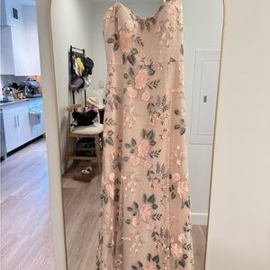 Floral Embroidered Strapless Dress
